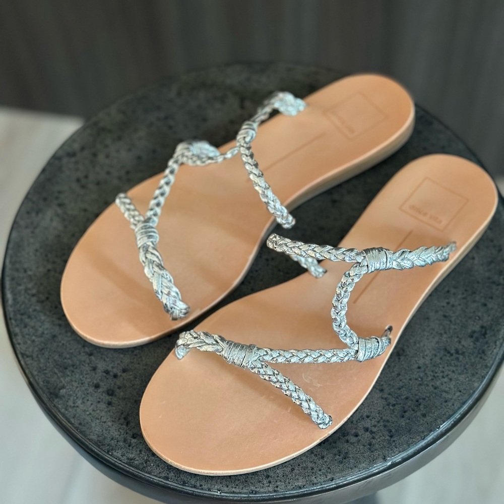 Worn once- Dolce Vita Silver Braided Sandals